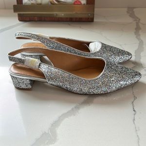 J.Crew Glitter Block Heel Slingback size 5.5